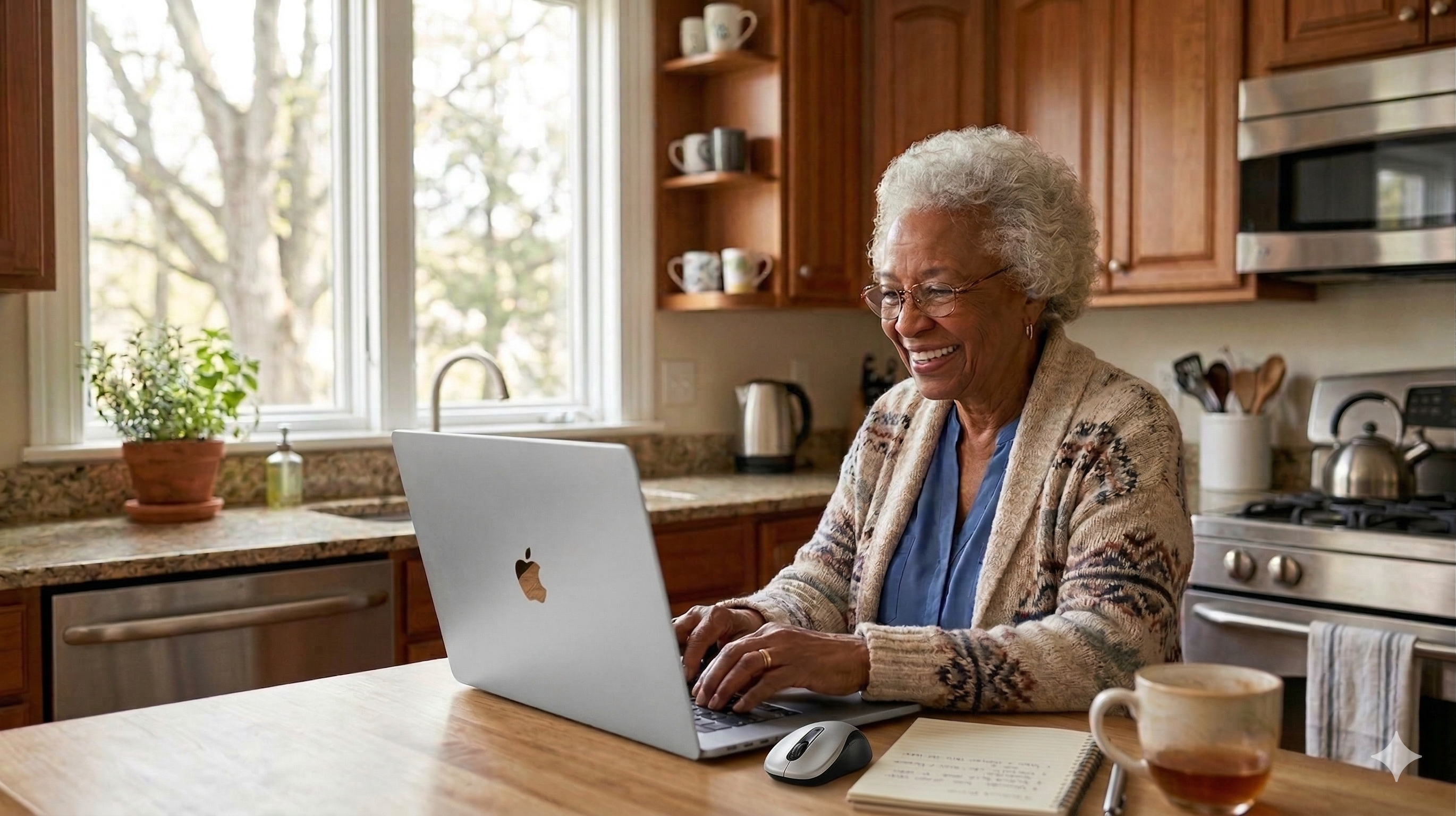 Senior enjoying technology at home
