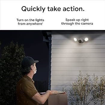 Google Nest Camera, a person passed by at night, and the flood light installed on top of the house is turned on due to sensor.
