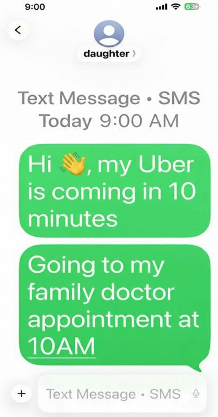 An iPhone showing a text message conversation with large, easy-to-read text, demonstrating accessibility for seniors with vision challenges.